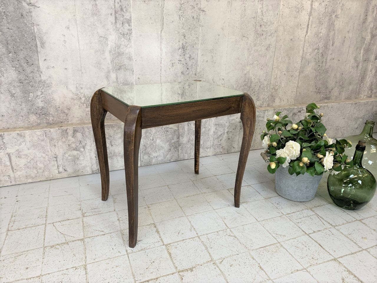Mid Century Louis XVI Style Mirror Top Occasional Table