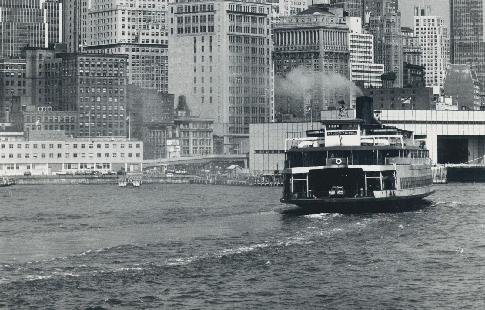 New York City, Waterfront, Black And White, USA photo for sale