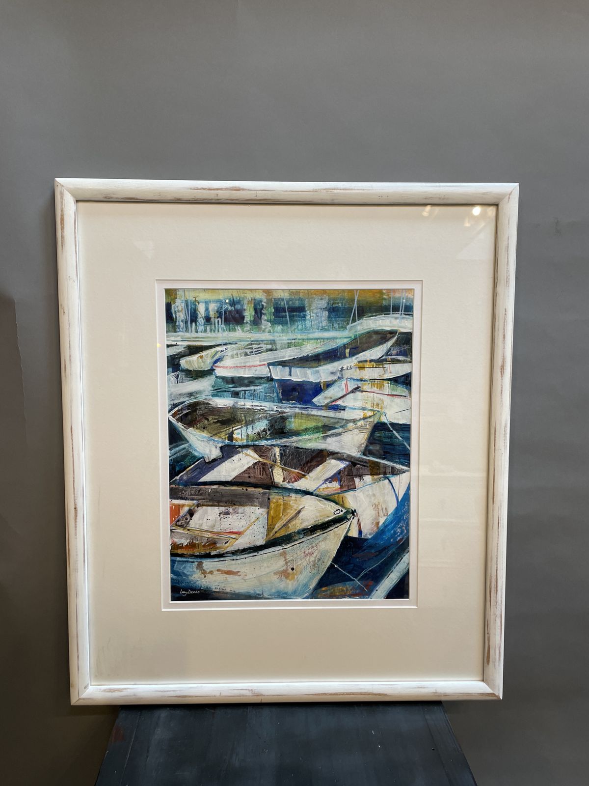 Mixed Media Study "Boats " , Signed
