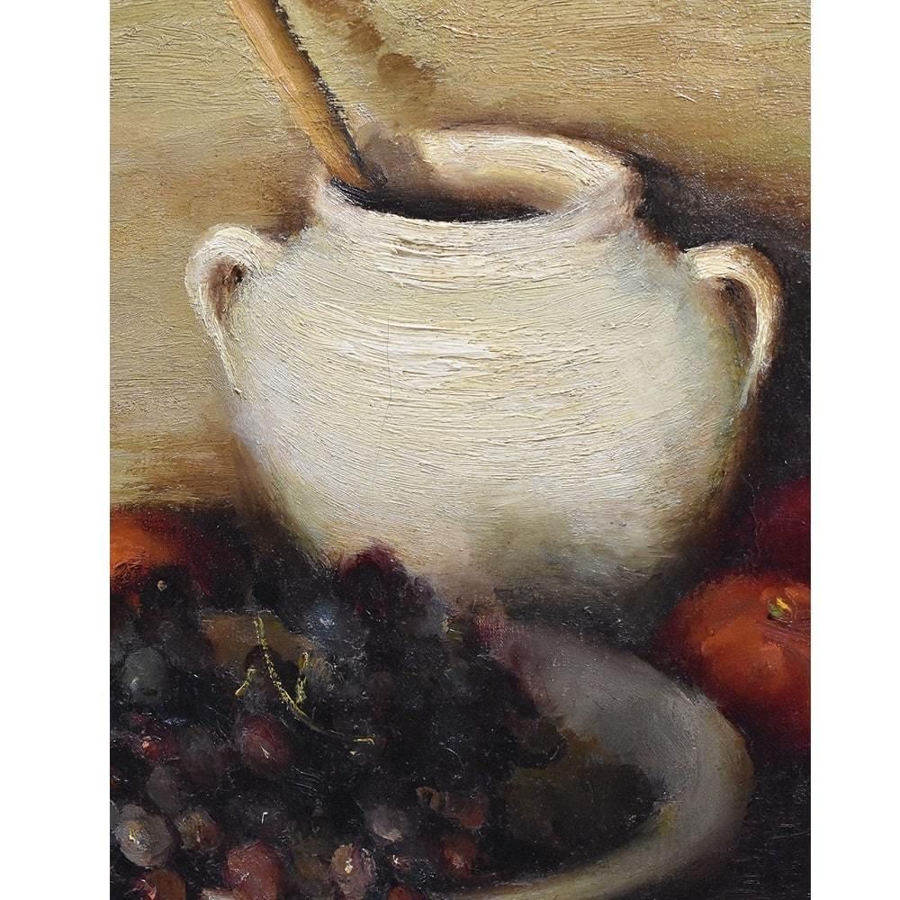 Antique Still Life With Fruit Painting, Dyf Marcel, Oil On Canvas, Early 20th Century. (Qnm395) photo vinterior