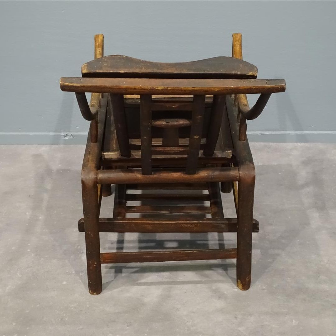 Original Antique Chinese 19th Century Handcrafted Bamboo Lounge Chair, Ca 1860 photo furniture