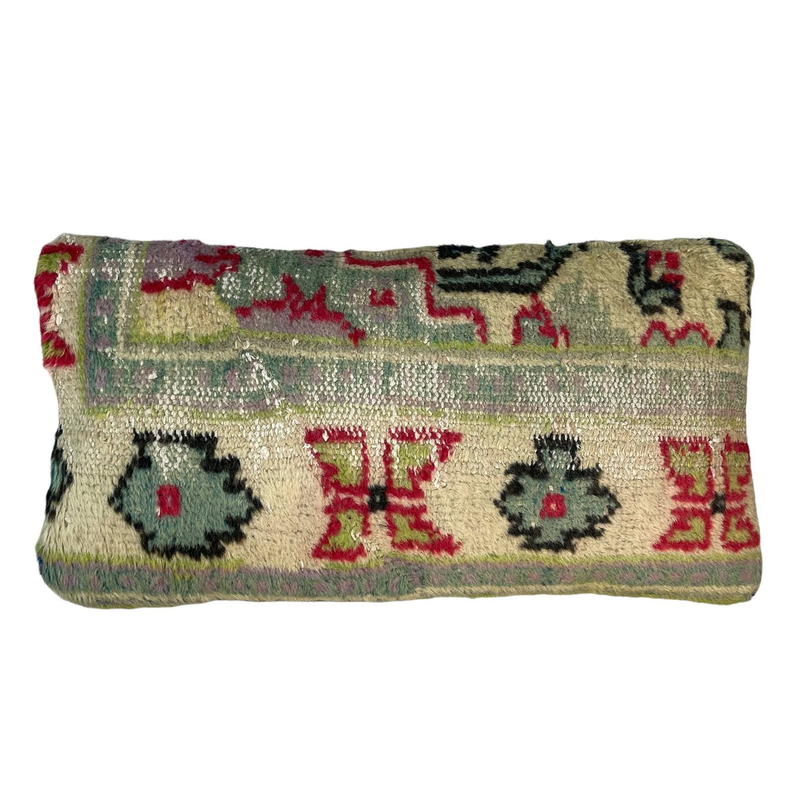 12'' X 24'' Vintage Hand Made Rug Cushion Cover, 30 X 60 Cm Decorative Rug Pillow Cover, Large Vintage Turkish Rug Cushion Cover