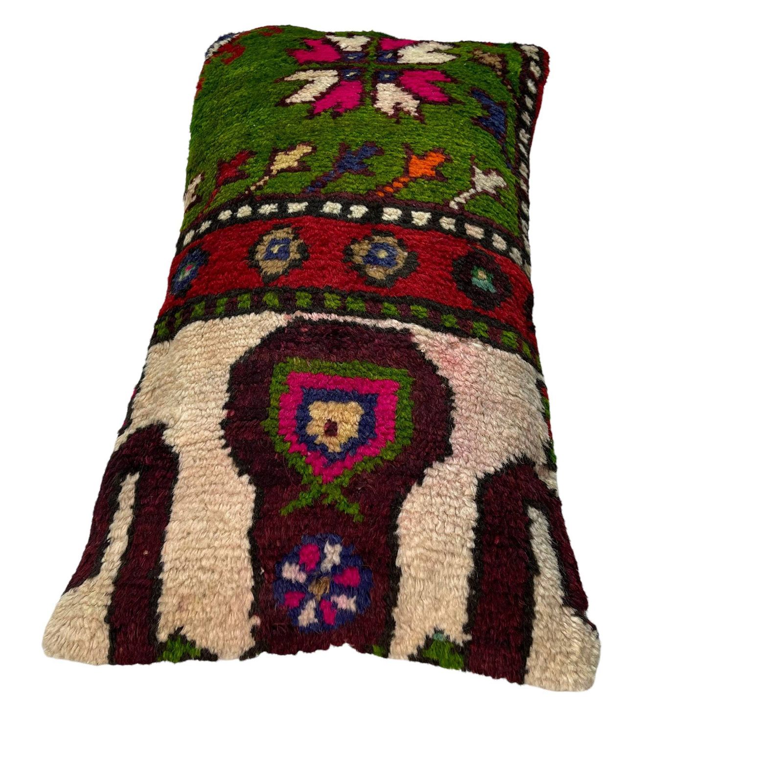 12'' X 24'' Vintage Hand Made Rug Cushion Cover, 30 X 60 Cm Decorative Rug Pillow Cover, Large Vintage Turkish Rug Cushion Cover photo vintage