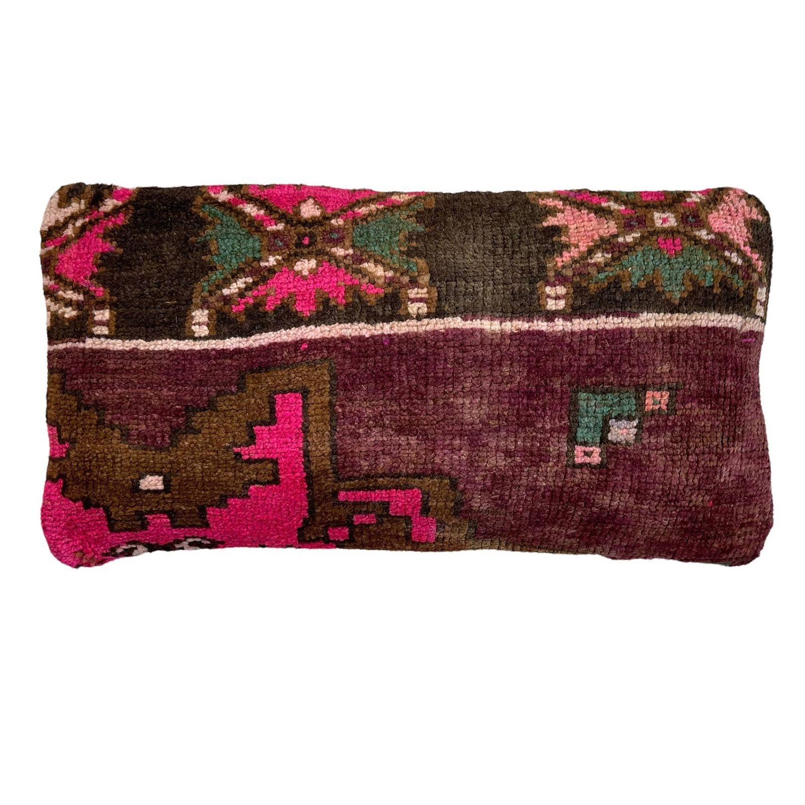 12'' X 24'' Vintage Hand Made Rug Cushion Cover, 30 X 60 Cm Decorative Rug Pillow Cover, Large Vintage Turkish Rug Cushion Cover