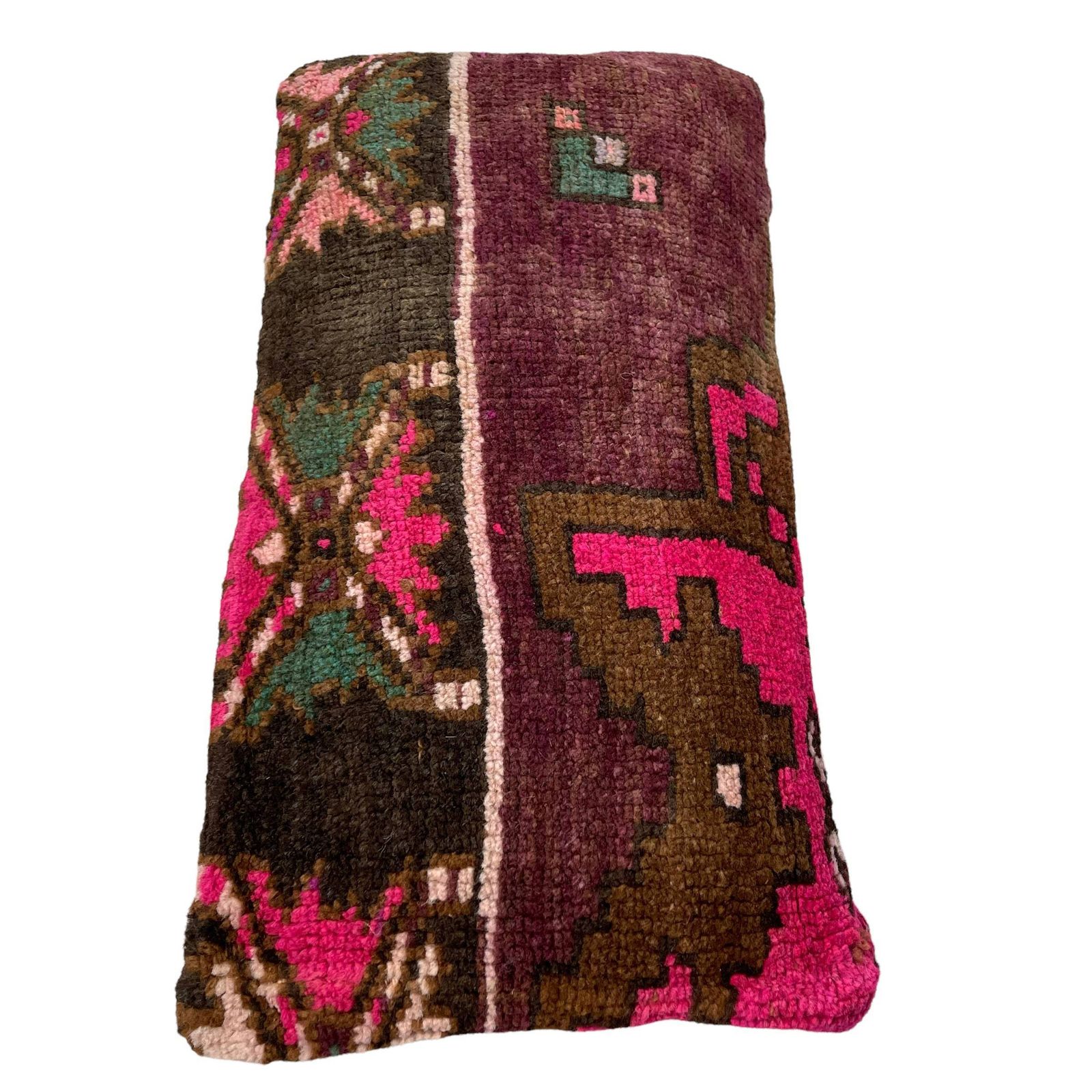 12'' X 24'' Vintage Hand Made Rug Cushion Cover, 30 X 60 Cm Decorative Rug Pillow Cover, Large Vintage Turkish Rug Cushion Cover photo vinterior