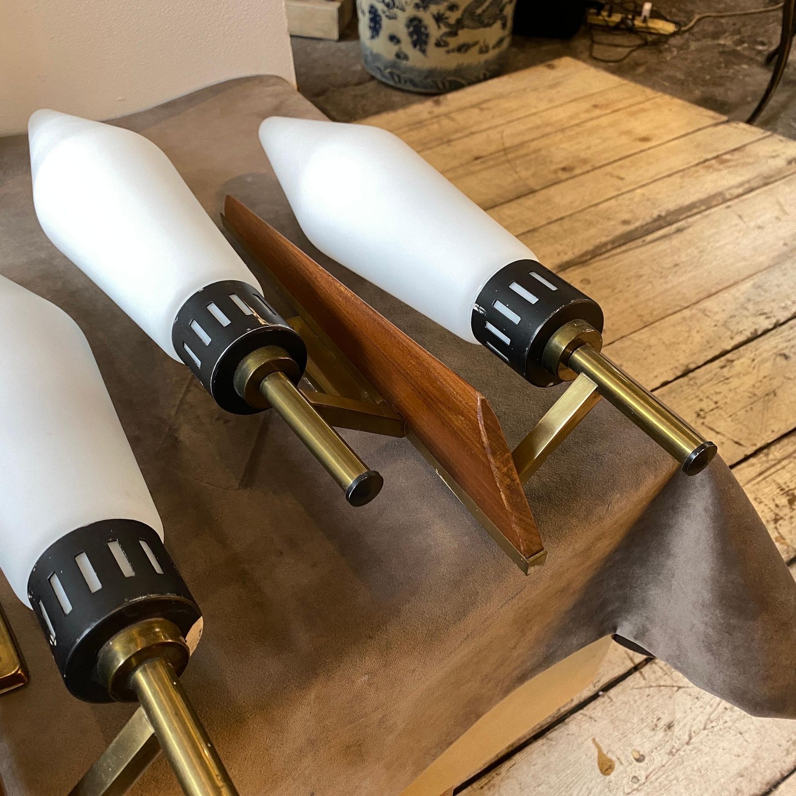1960s Set Of Two Mid Century Modern Huge Wall Sconces In The Style Of Arredoluce photo Lighting