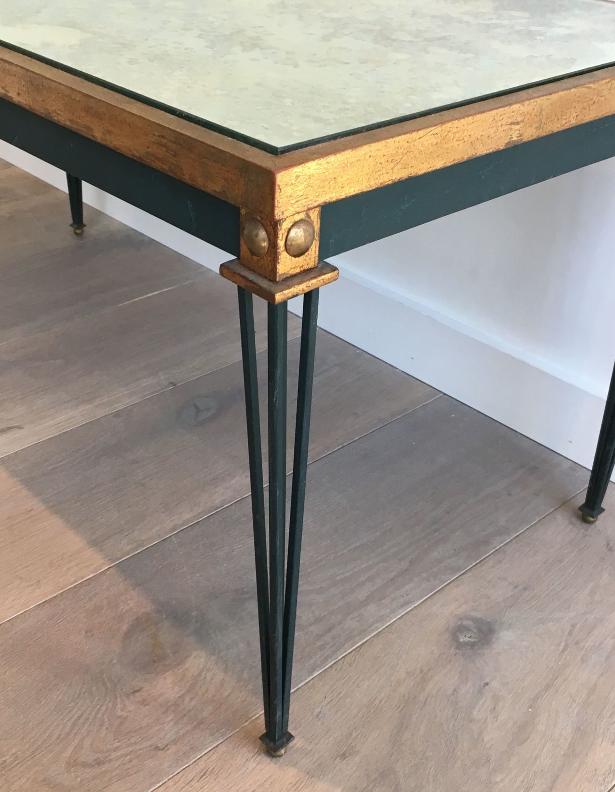 Coffee Table In Patinated And Gilded Steel In The Taste Of Jacques Quinet photo buy