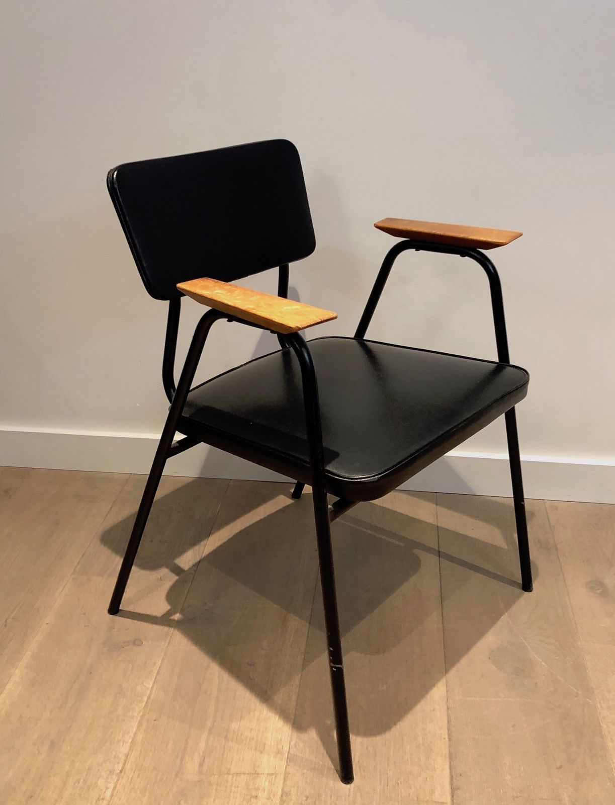 Pair Of Black Lacquered Armchairs By Willy Van De Meeren, Circa 1950 photo vinterior