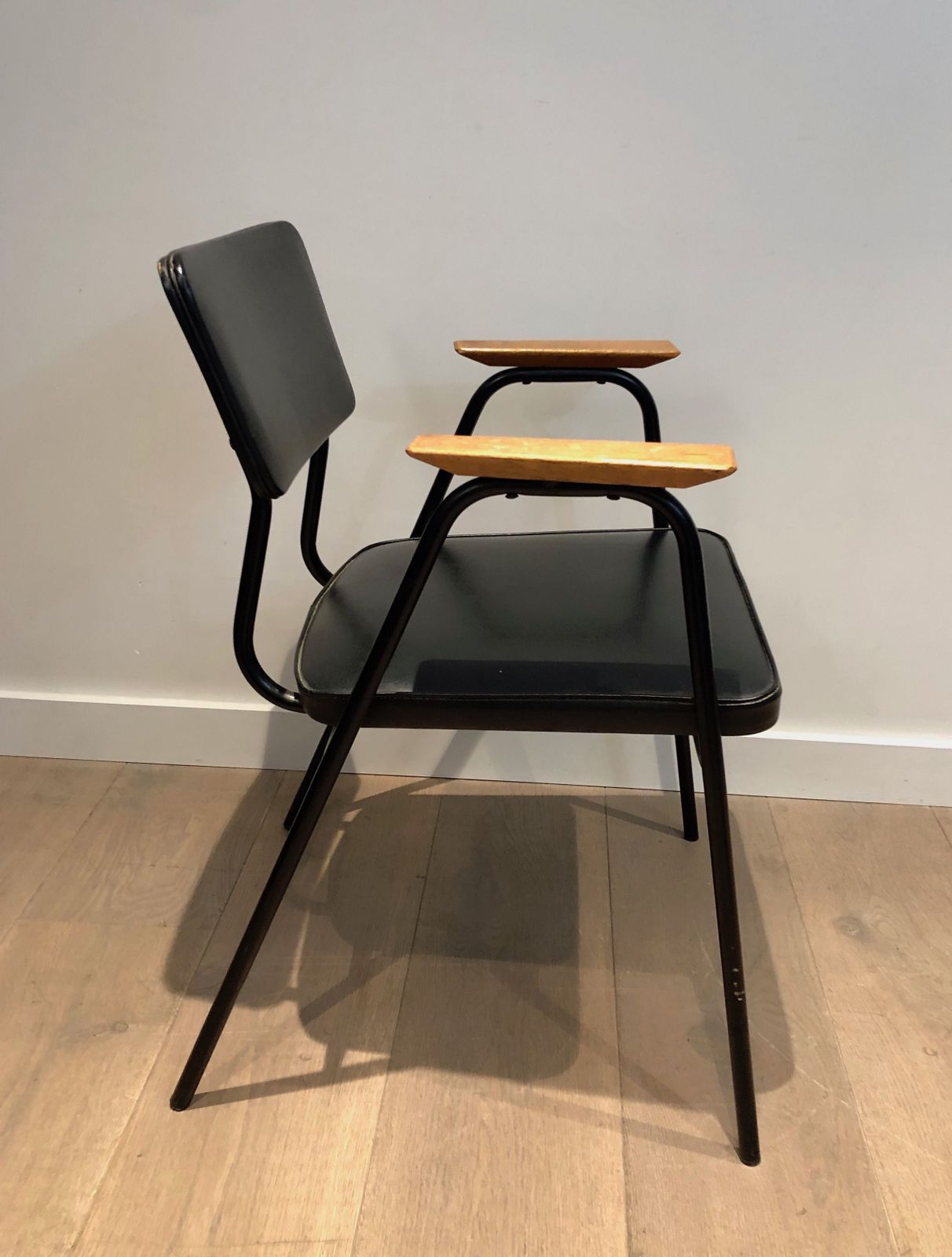 Pair Of Black Lacquered Armchairs By Willy Van De Meeren, Circa 1950 photo vintage