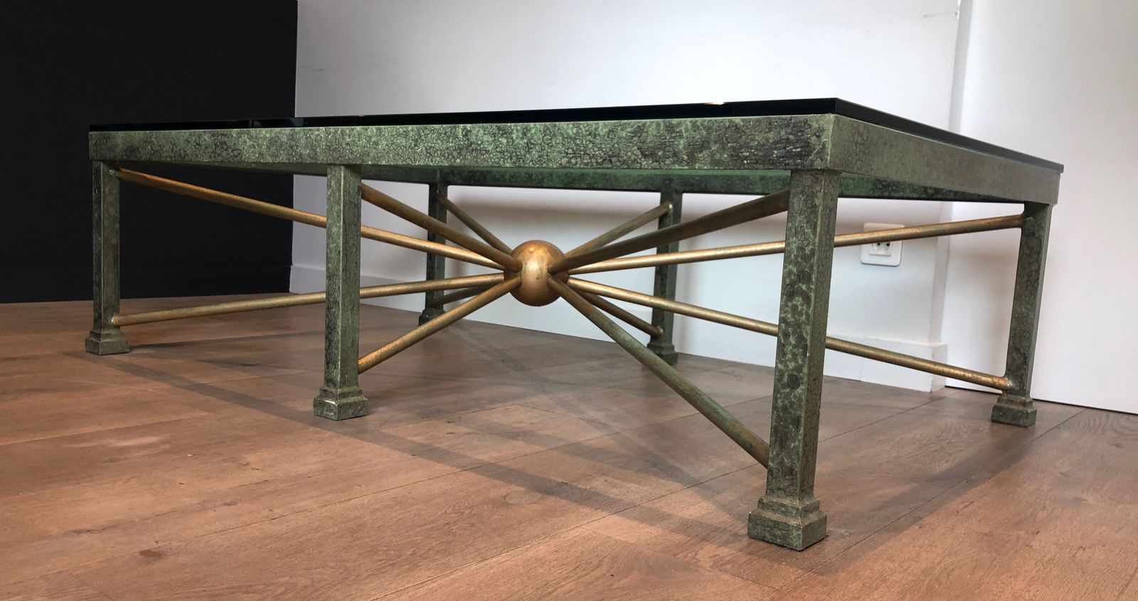 Important Patinated And Golden Steel And Wrought Iron Coffee Table photo 5800.0