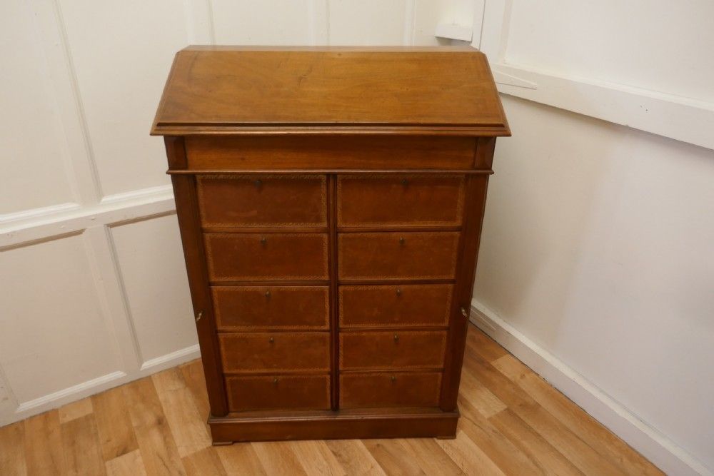 French Walnut Cartonniere Wellington Chest Filing Cabinet, photo for sale