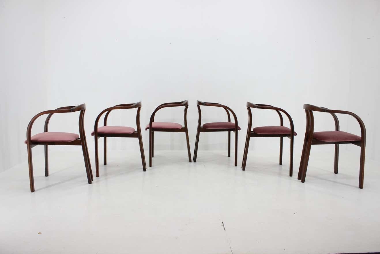 1980s Set Of 6 Rare Dining/Side Chairs By Ton photo for sale