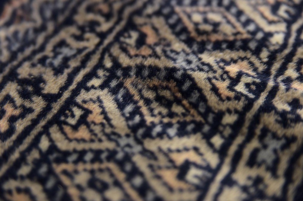 photo furniture Pakistani Hand Woven Blue Bukhara Rug From Ikea, 1960s