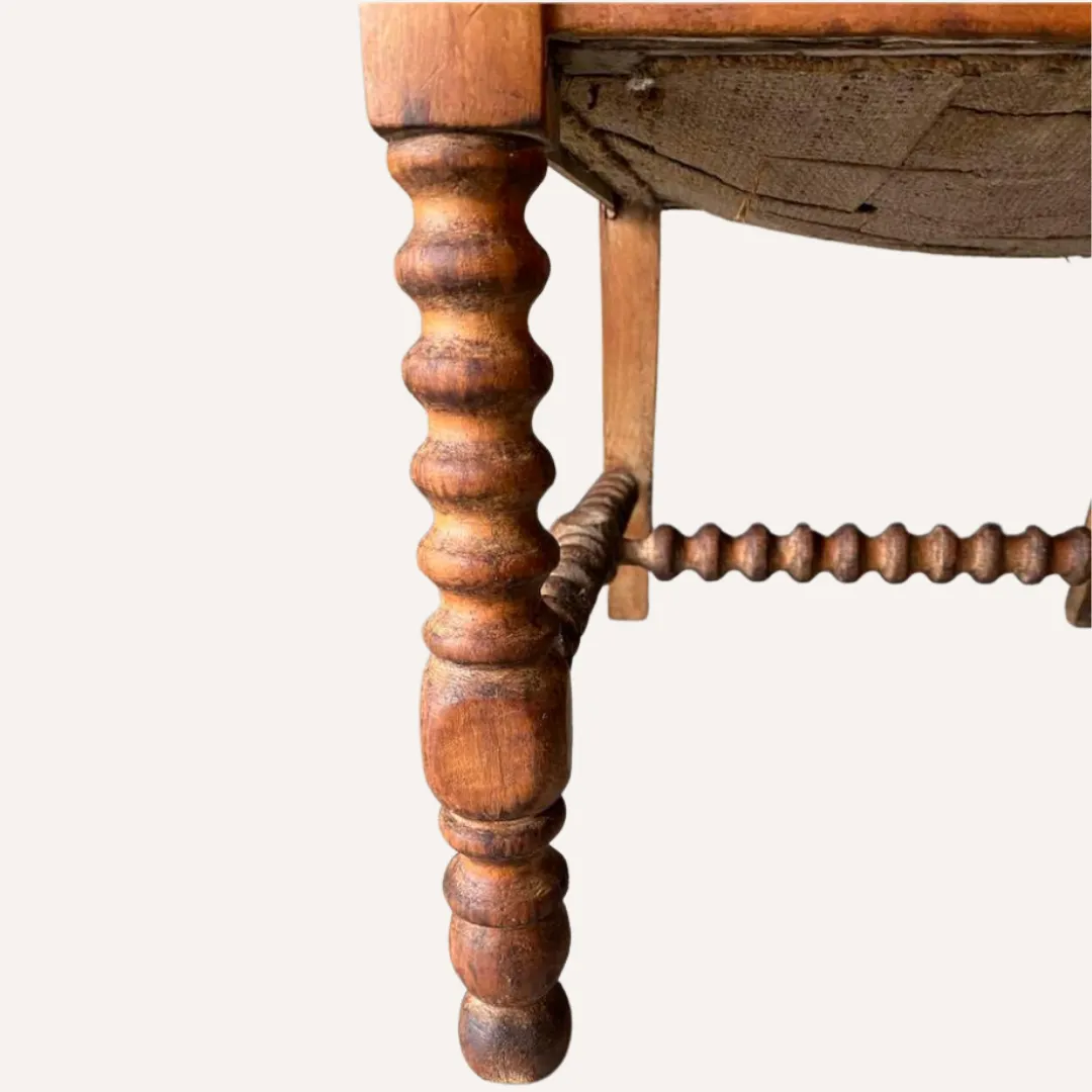 French Bobbin Chair With Leather Seat, Ca 1850 1860 photo buy