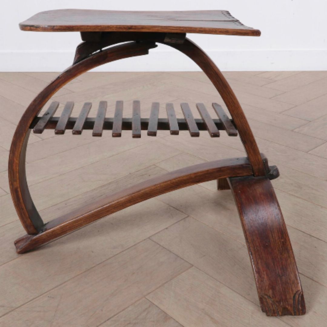 Antique Art Nouveau Jugendstil Curved And Bent Shoe Stool, Ca 1895 photo for sale