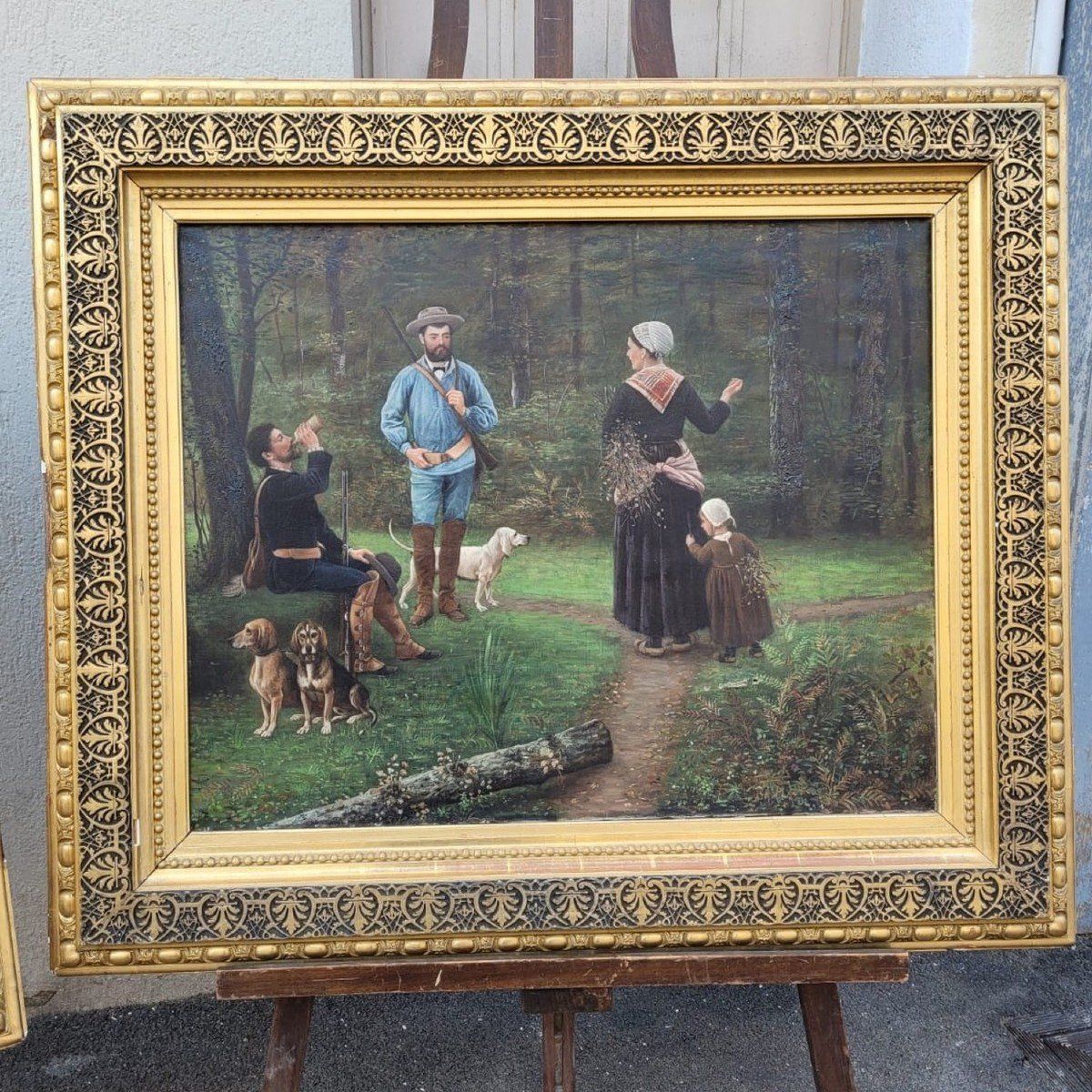 F Brillaud, Pair Of Paintings, Hunting Scenes, Xixth Century photo Art