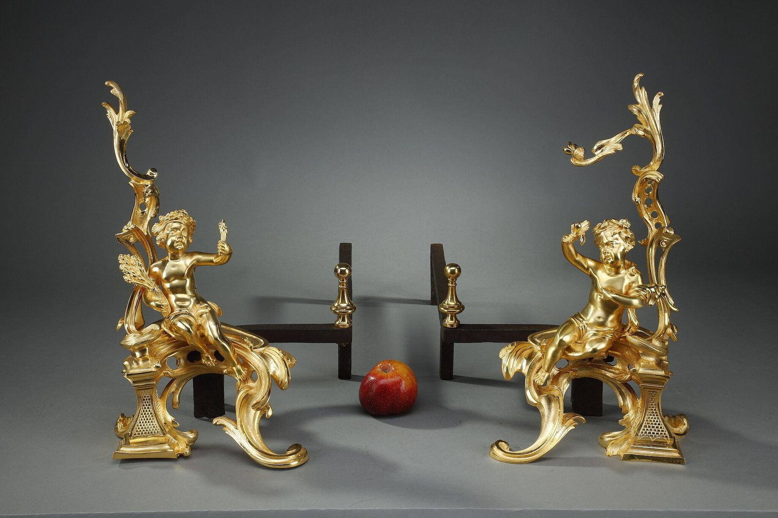 Pair Of Gilt Andirons In The Louis XV Style Bronze photo 3773.0