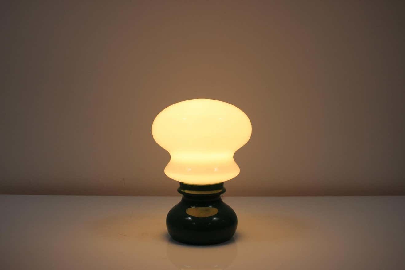 Vintage Glass And Ceramic Table Lamp Osvetlovaci Sklo Valasske Mezirici, 1970s photo 317.0