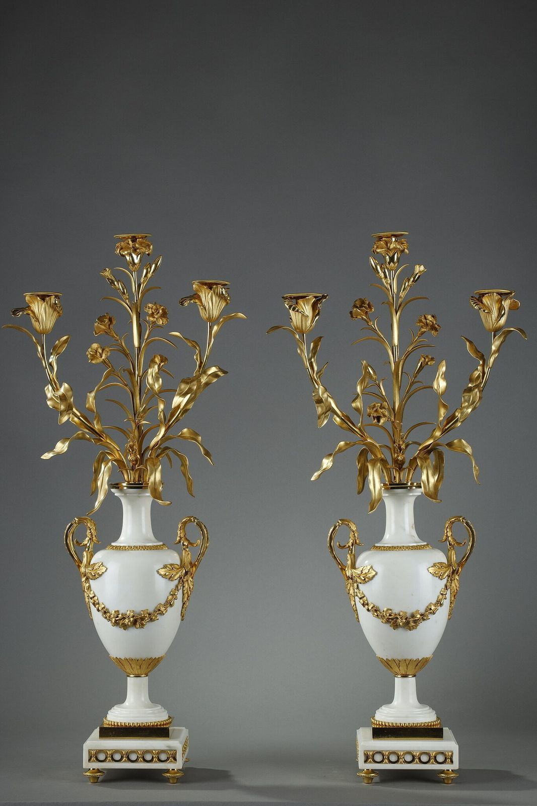 Pair Of Very Large Baluster Candelabras, Signed Eugène Hazart