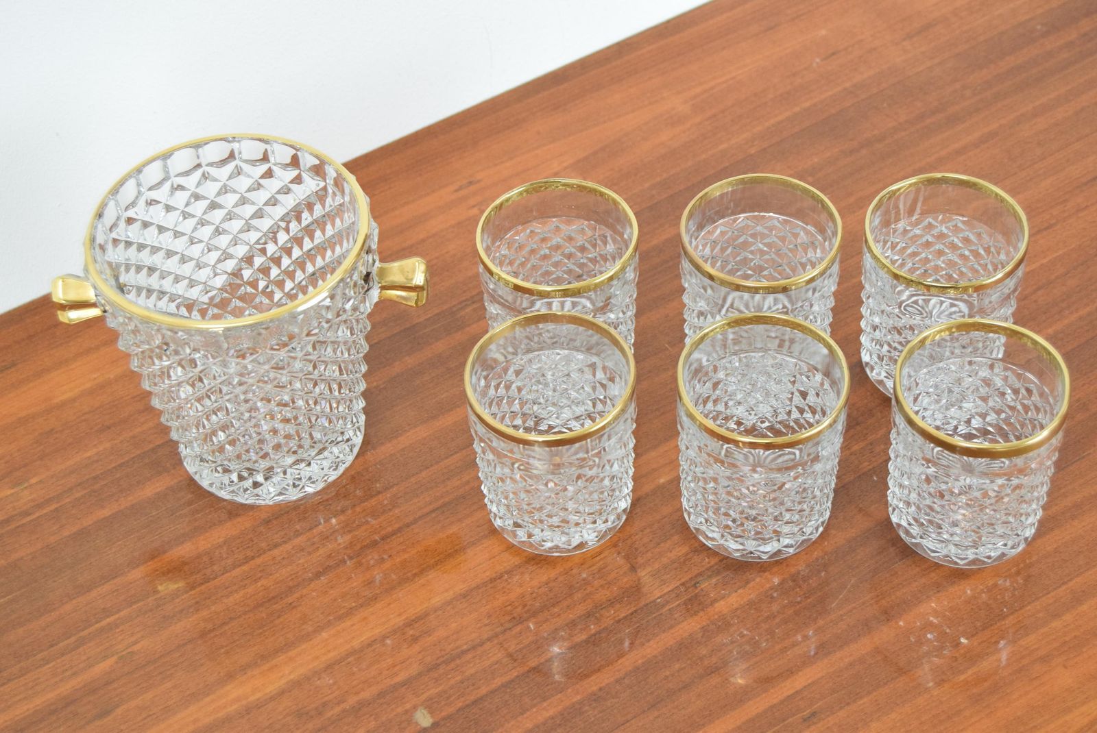 Set glaswerk/barware, mid-century, van Bohemia Crystal, ca. jaren 1960. photo vinterior