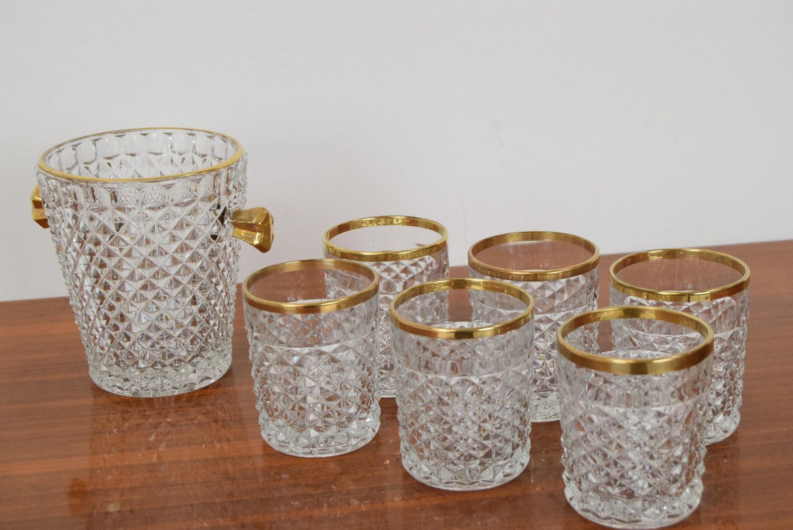 Set glaswerk/barware, mid-century, van Bohemia Crystal, ca. jaren 1960. photo vintage