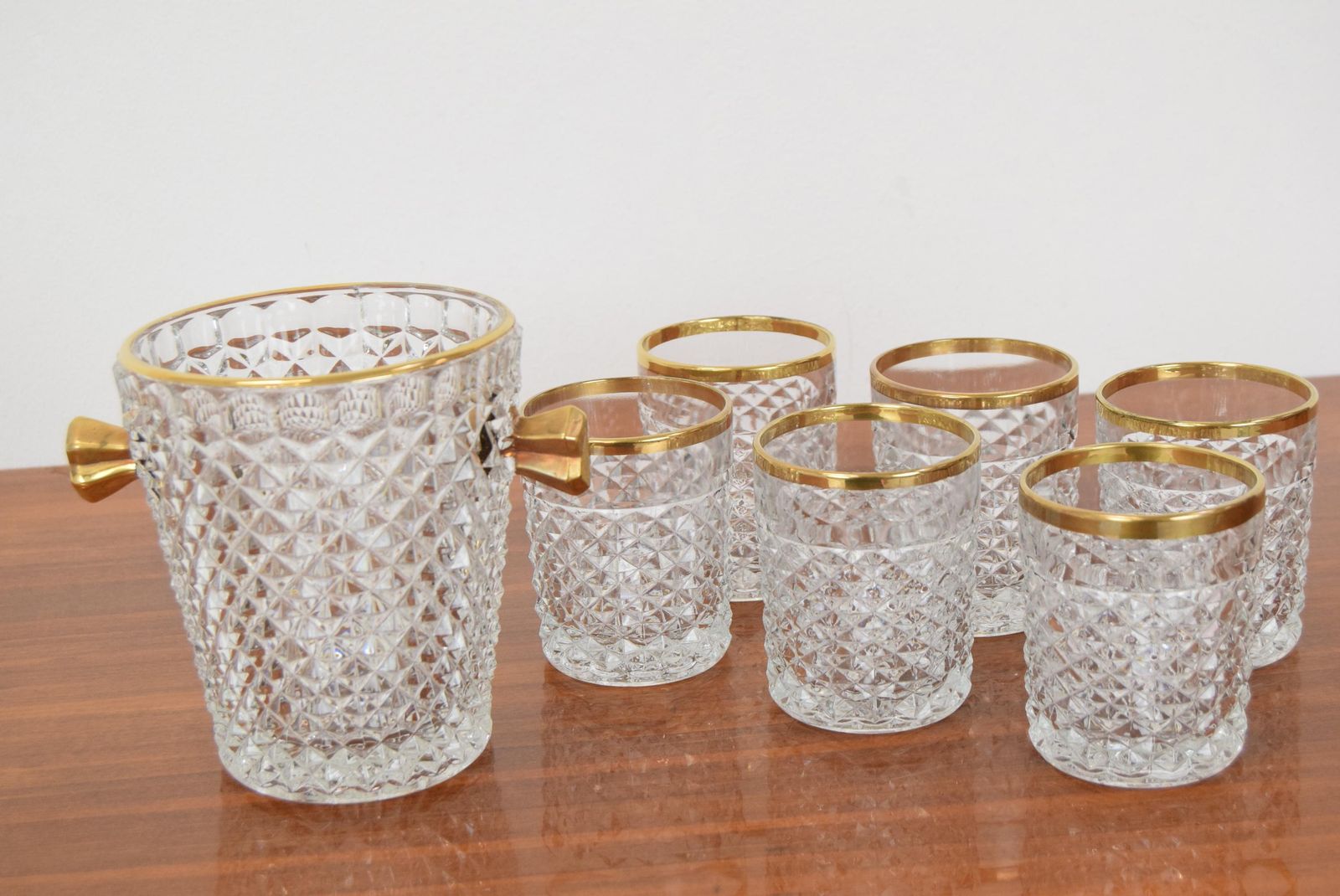 photo furniture Set Glassware Barware Of Mid Century By Bohemia Crystal,1960's.