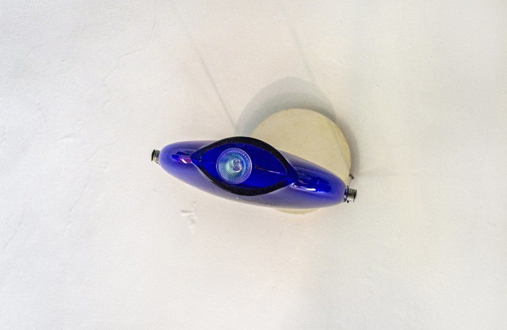 Postmodern Glass Ceiling Lamp From Saporiti Italia, 1980s photo for sale