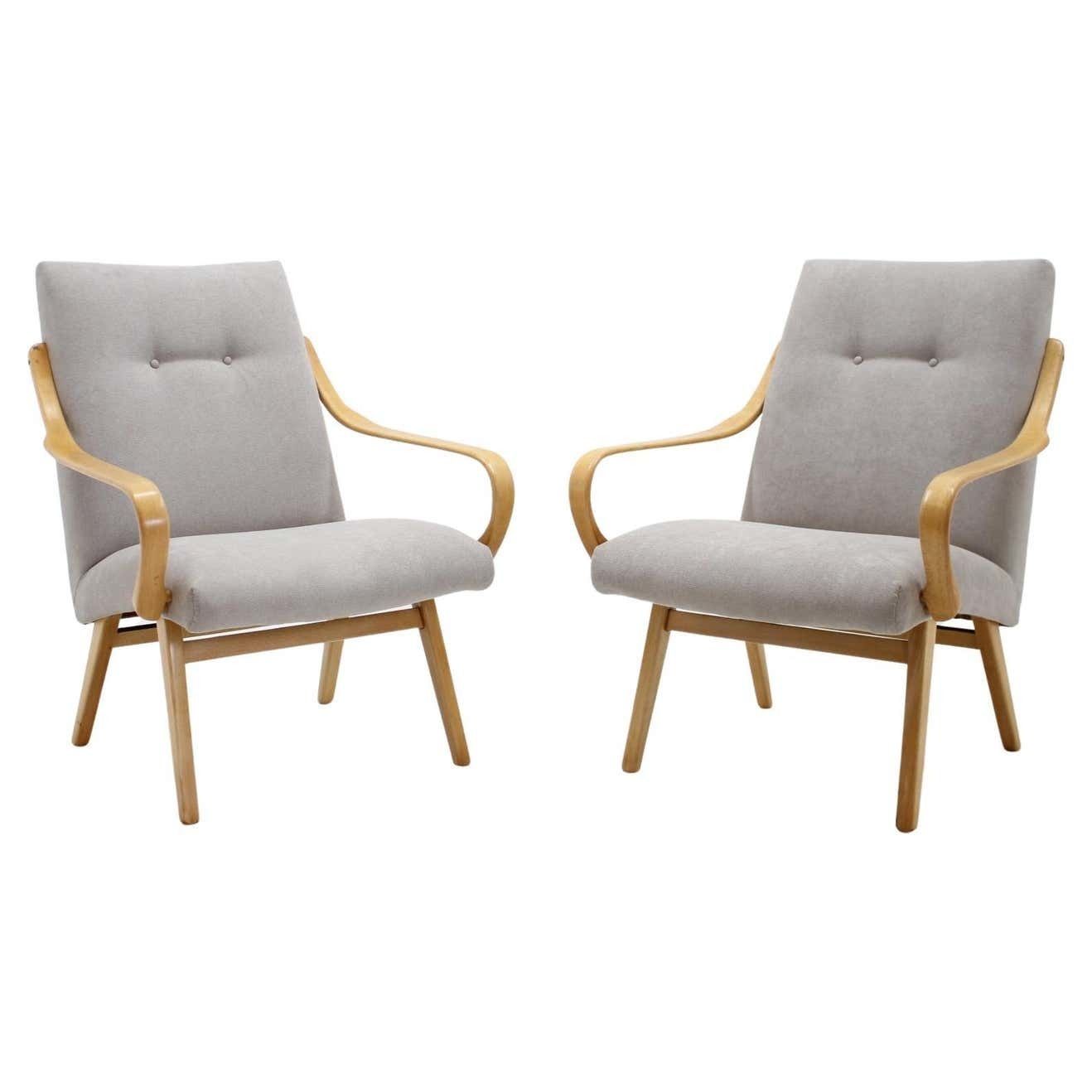 1960s Pair Of Ton Armchairs By Jaroslav Smidek, Czechoslovakia