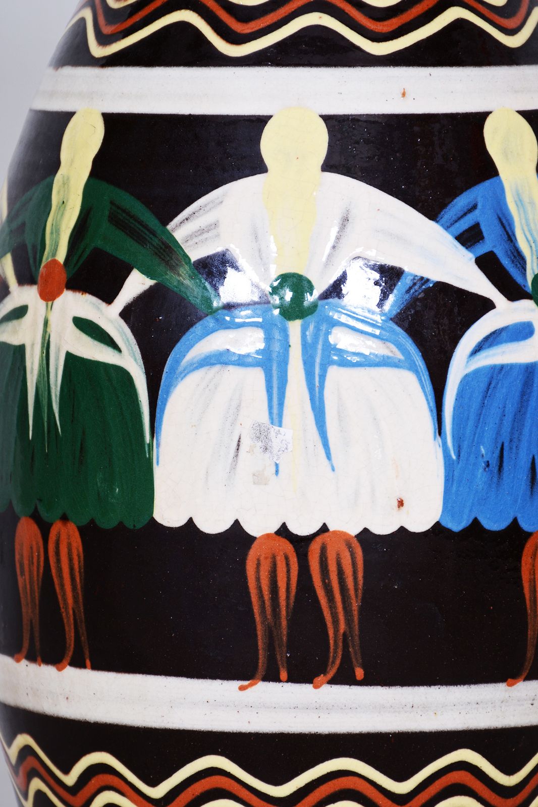 Art Deco Vase Made In 1940s Czechia   Hand Painted Slovak Motifs photo furniture