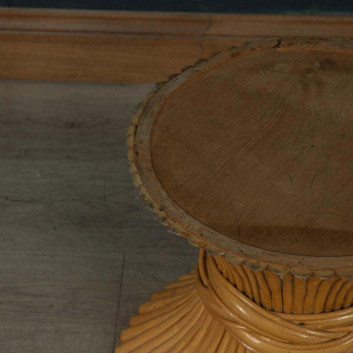 20th Century "Sheaf Of Wheat" Coffee Table By Mcguire, C.1970 photo vintage