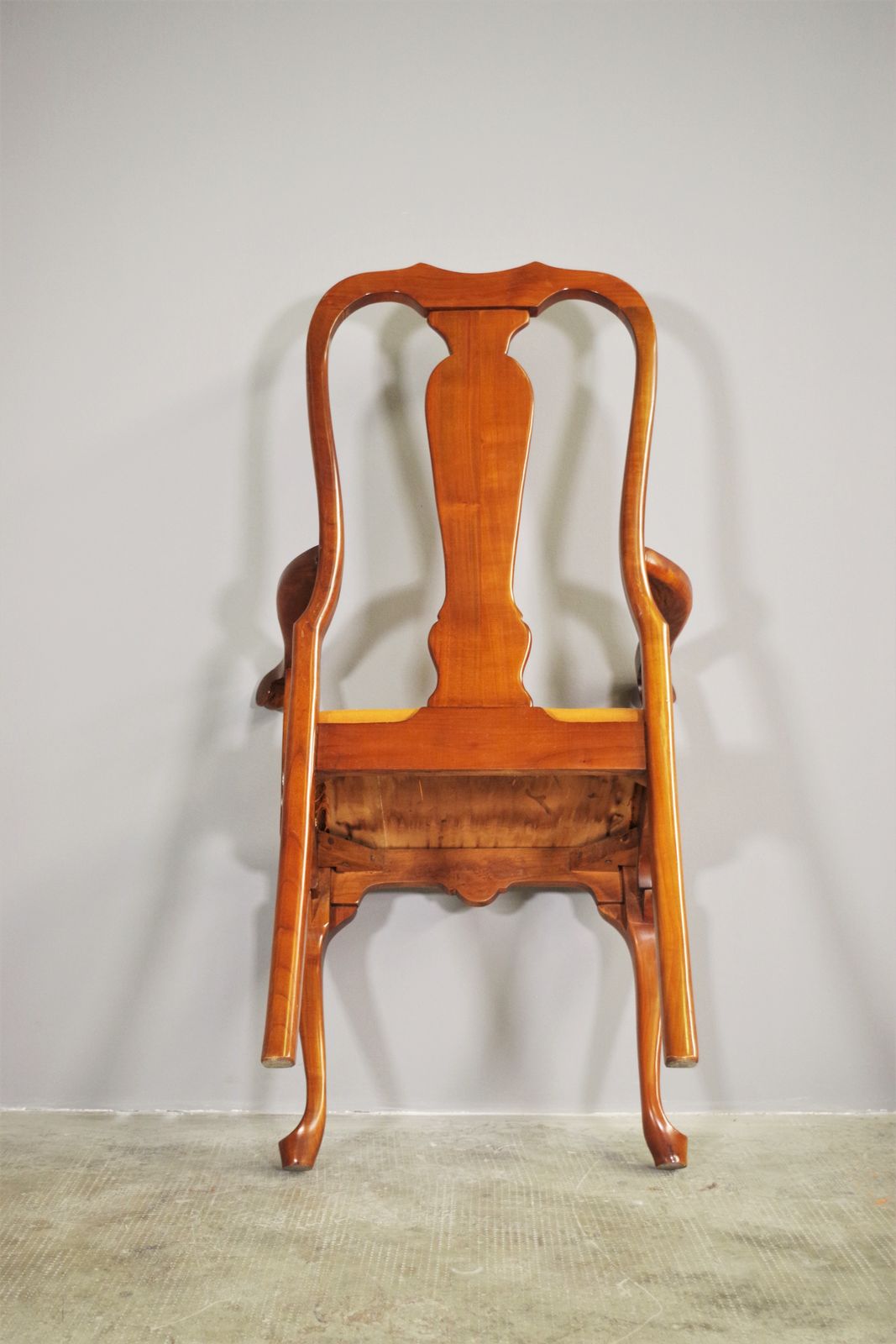 photo for sale Original Antique Queen Anne Armchair, In Mahogany And Leather