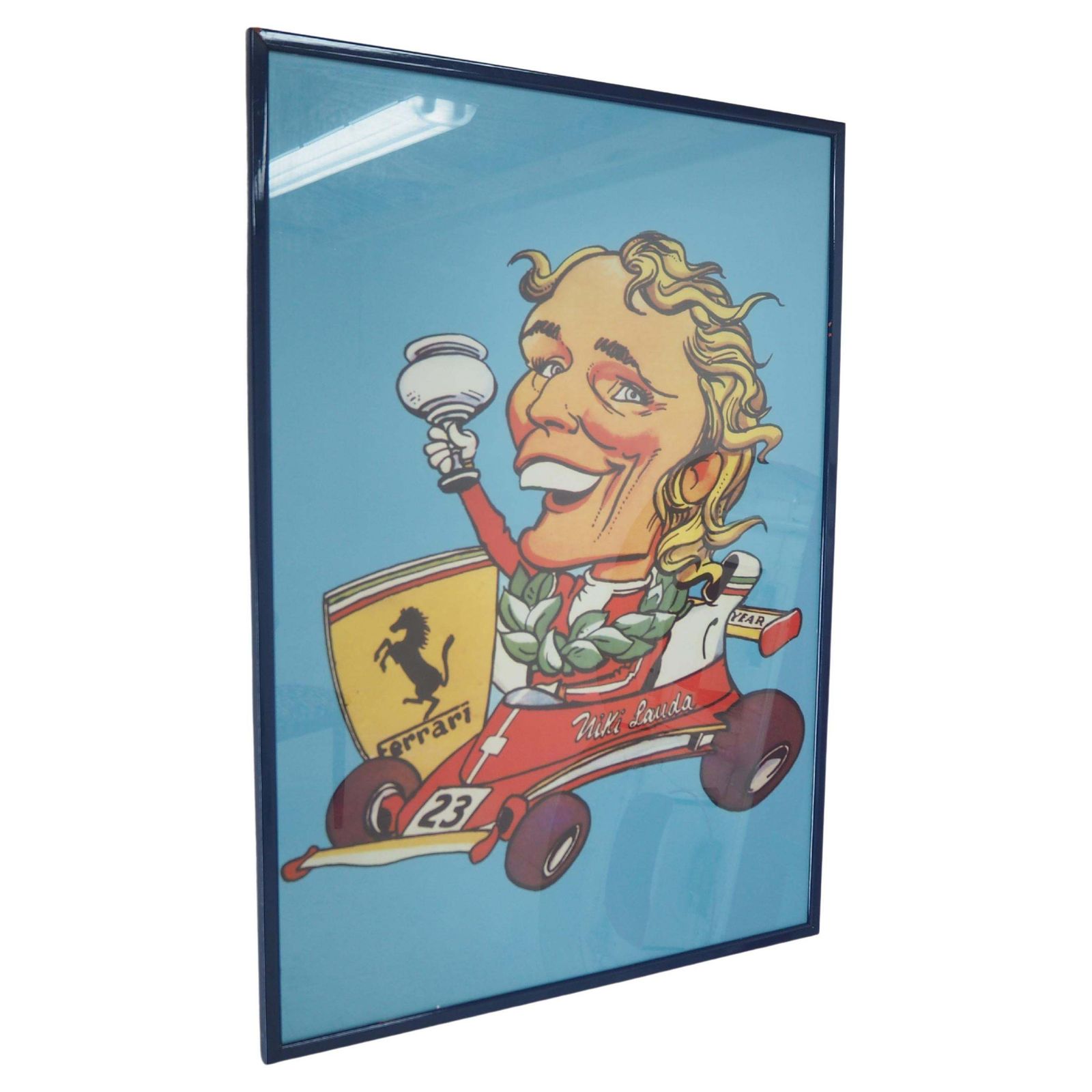 Vintage Poster Caricature Of Niki Lauda, 1970s