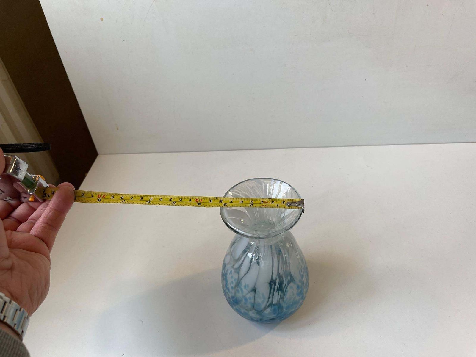 Bohemian Art Deco Vase In Blue Spatter Glass, Antonin Rükl & Sons, 1930s photo vinterior
