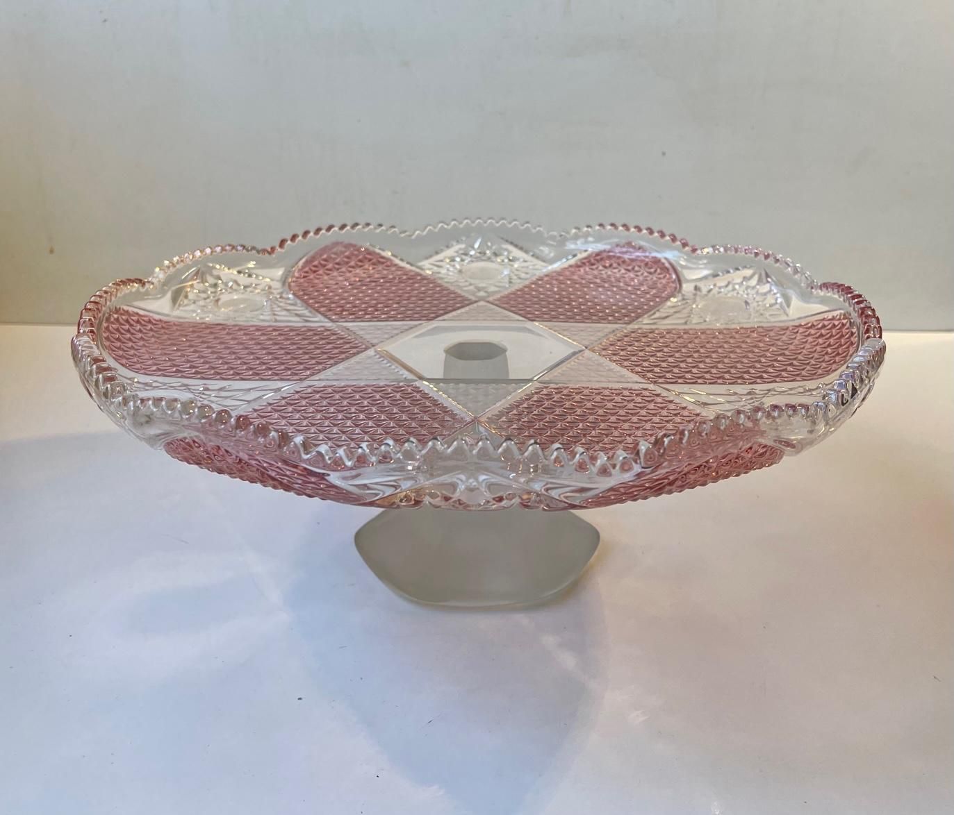 Vintage Bohemian Pink Pedestal Cake Stand In Crystal, 1970s photo furniture