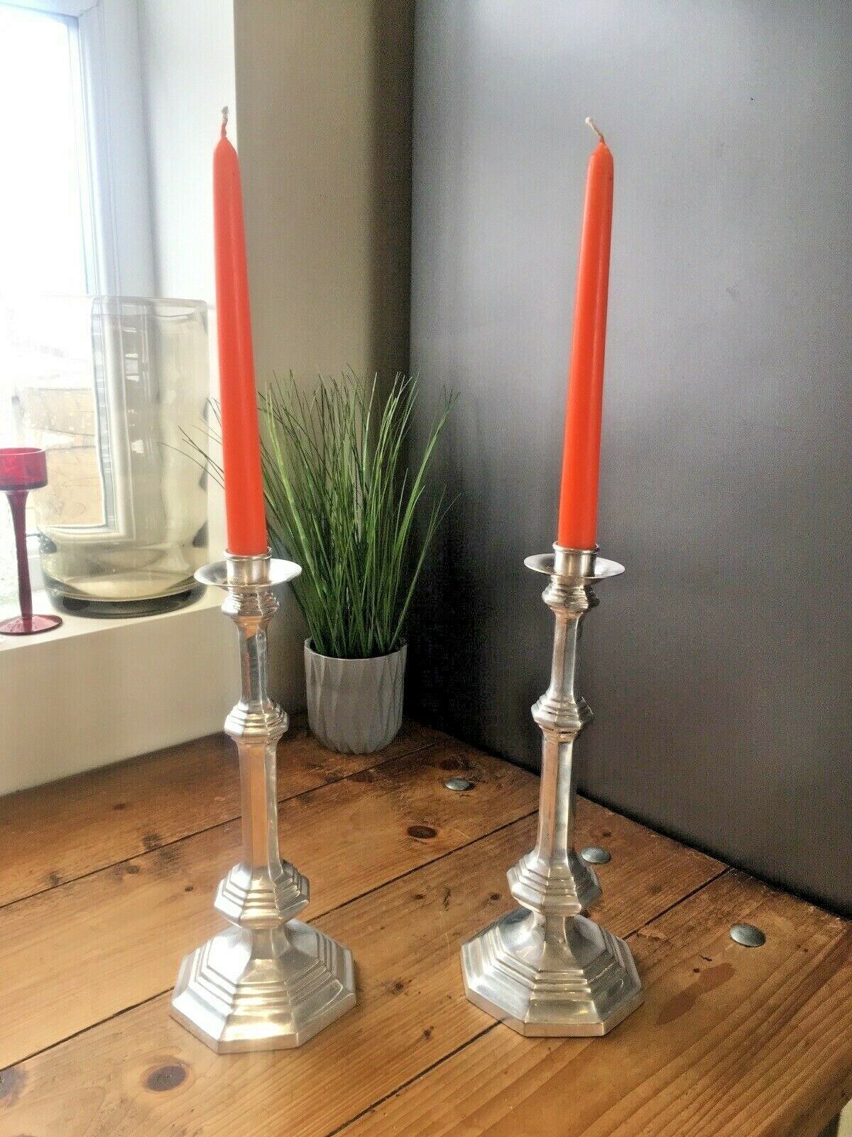Large Pair Of Vintage Louis XVI Style Almazan Plated Candle Holders Candlesticks photo Home Decor