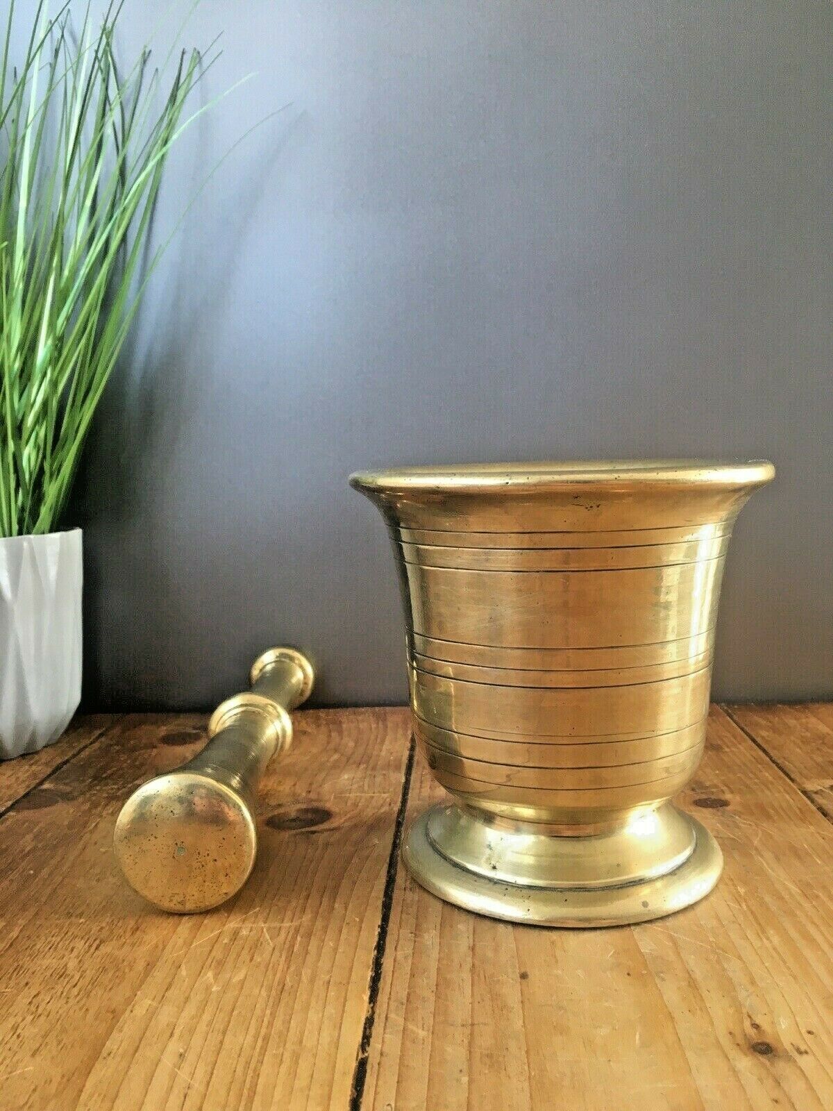5kg Antique 19th C French Apothecary Brass Bronze Pestle & Mortar Kitchenalia photo 295.0