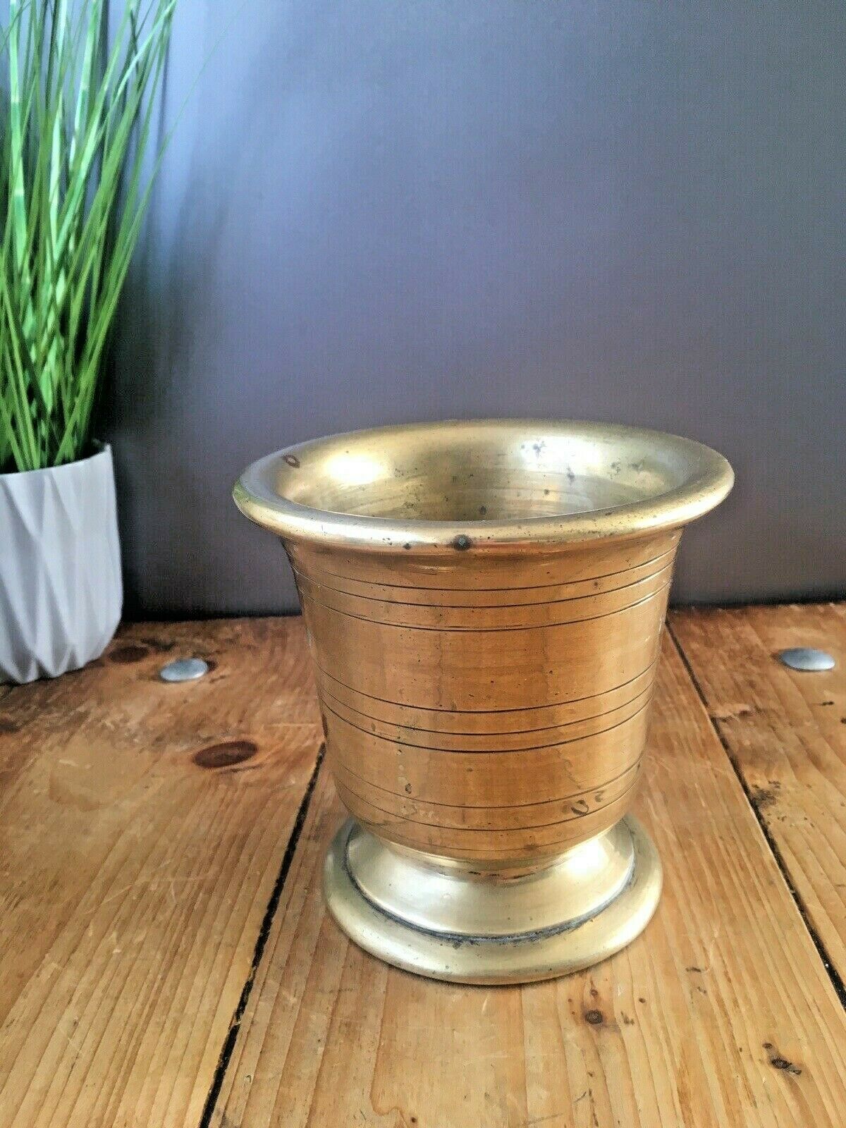5kg Antique 19th C French Apothecary Brass Bronze Pestle & Mortar Kitchenalia photo vinterior