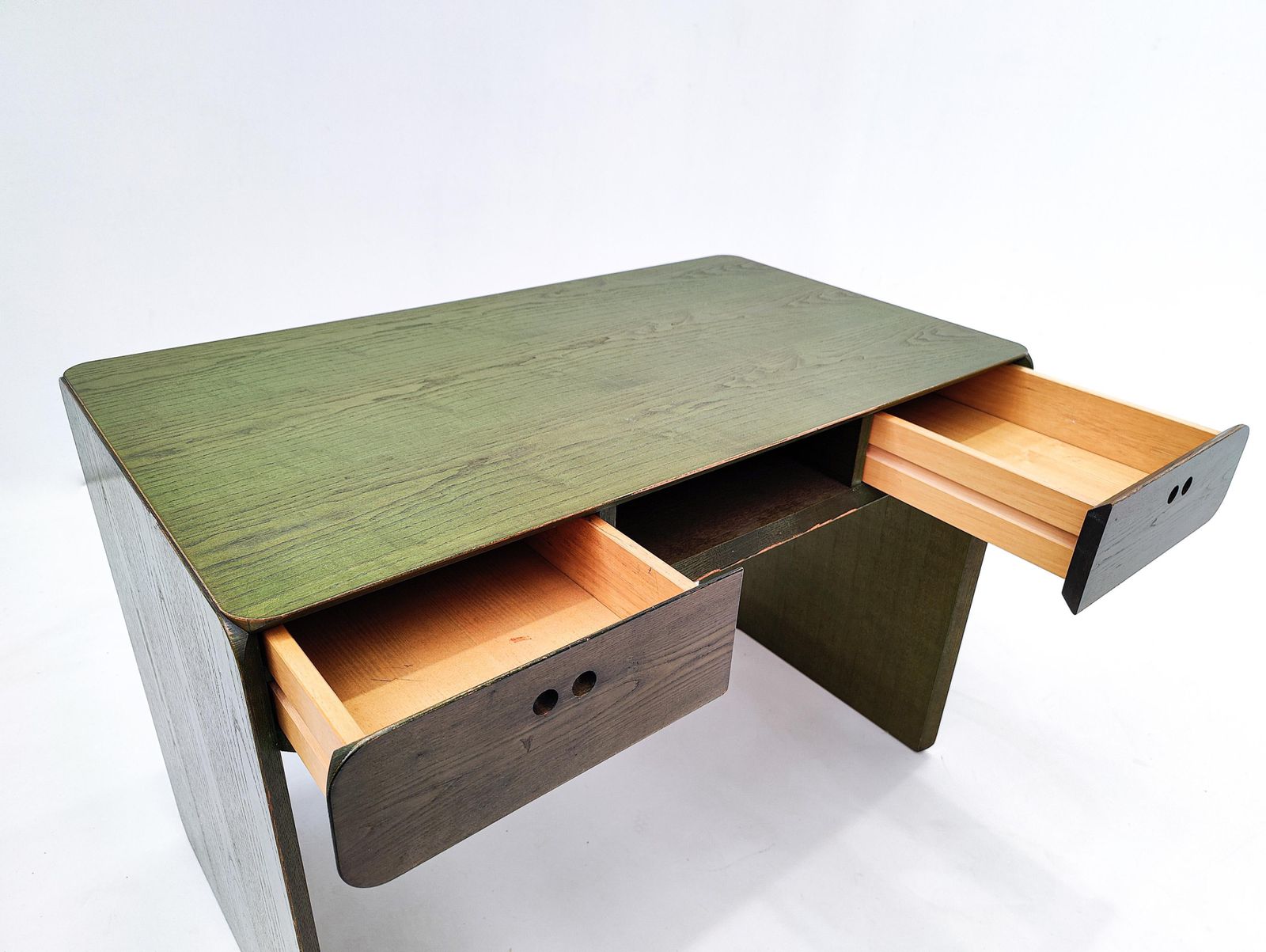 Mid Century Green Wooden Desk By Derk Jan De Vries   The Netherlands 1960s photo furniture