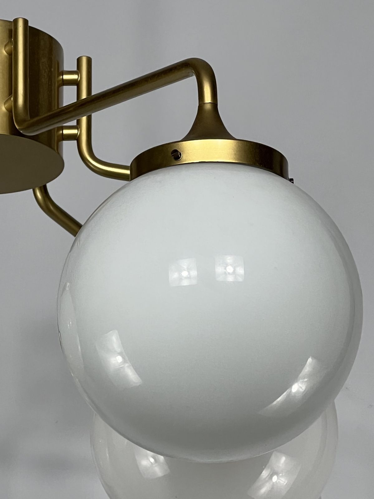 photo buy Monumental Mid Century Brass And Milk Glass Ceiling Lamp By Reggiani. Italy 1970s