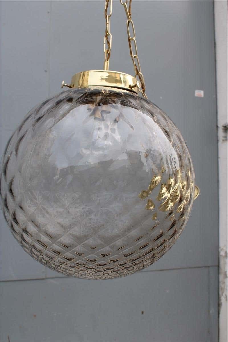 photo furniture Chandelier Ball Murano Glass Venini Italian Design Brass Chain Gold 1960s