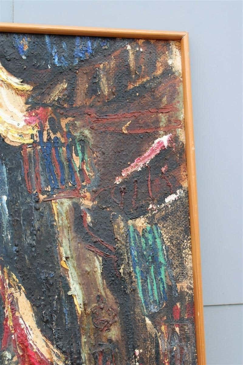 Oil Abstract Painting Materic On Canvas Sack 1950 Italian Design Multicolor photo buy
