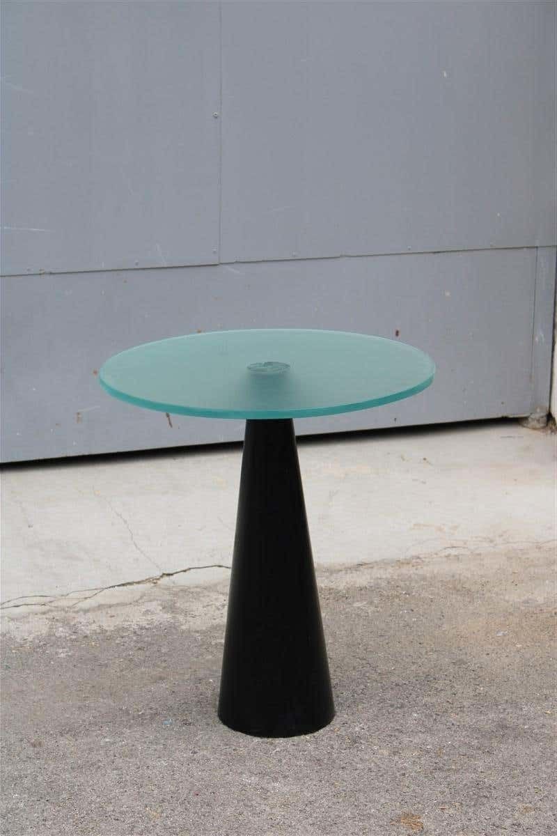 Coffe And Cocktail Table 1980 Black Piramid Satin Glass Top Italian Design photo buy