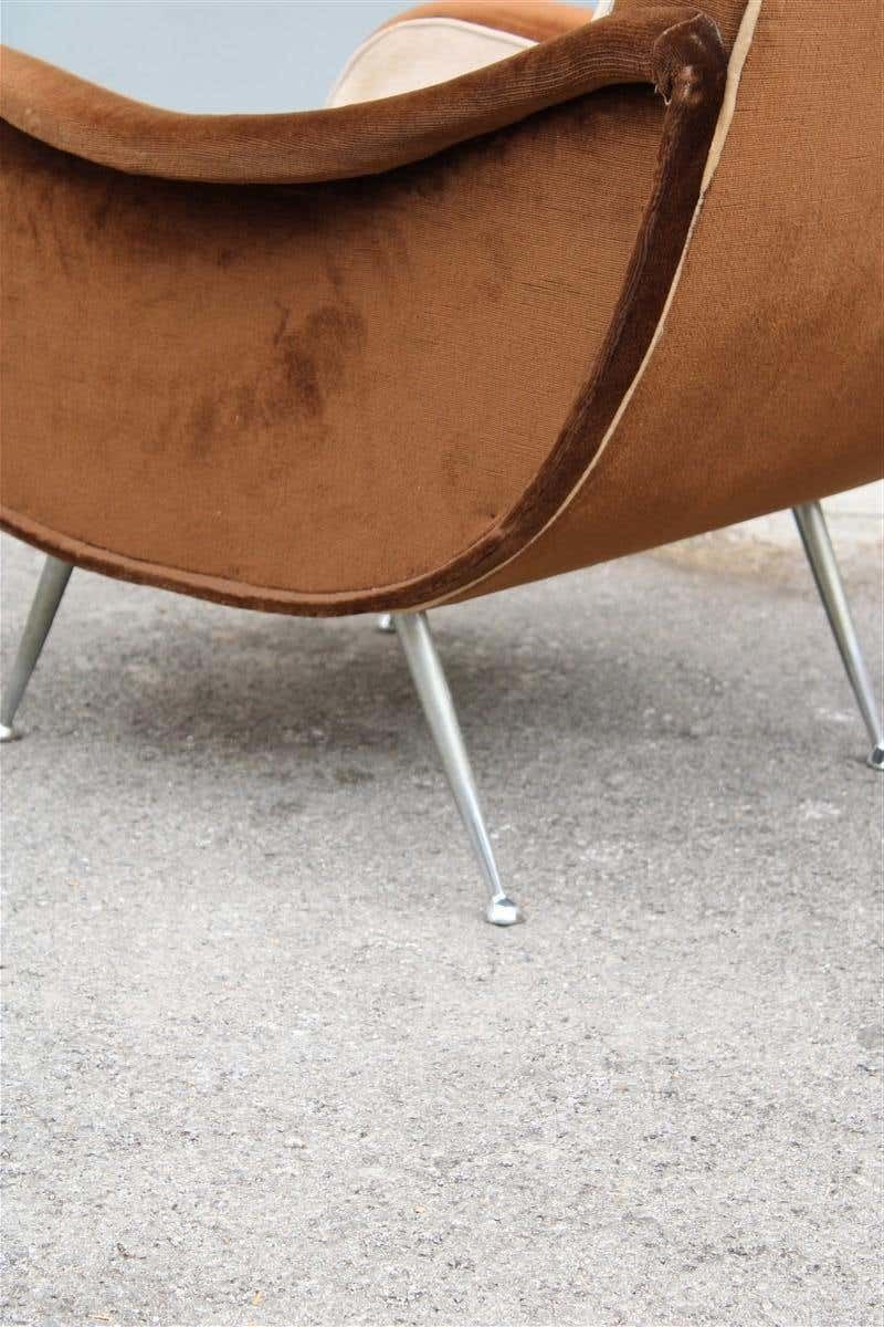 2301.0 Mid Century Velvet Armchair Zanuso Style Italian Design, 1950s photo