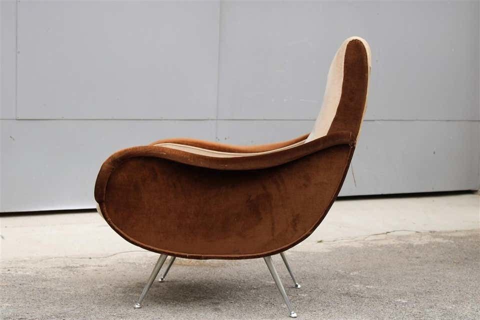 photo buy Mid Century Velvet Armchair Zanuso Style Italian Design, 1950s
