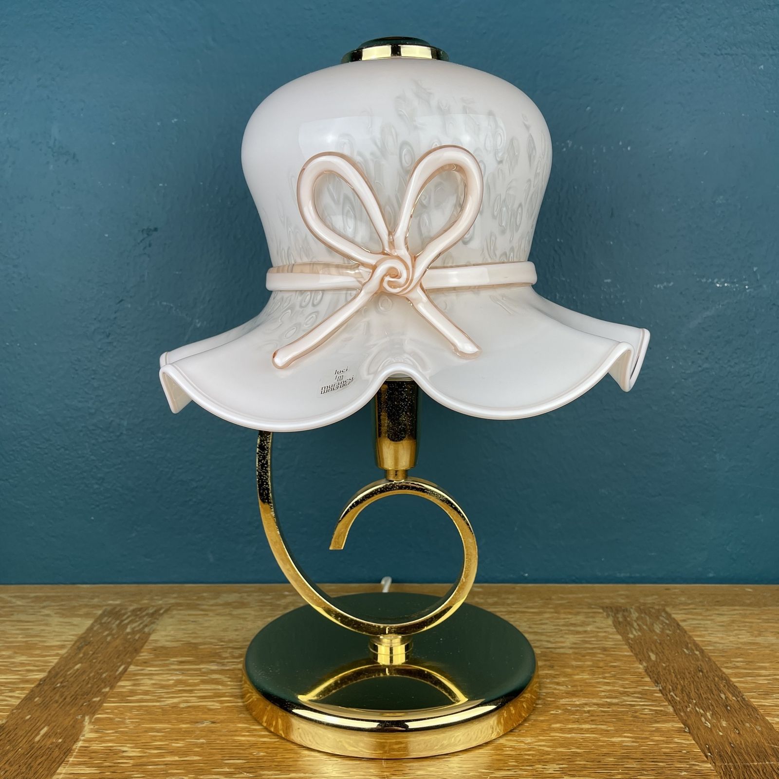 Pink Murano Table Lamp Italy 1980s Woman's Hat Murano Lamp