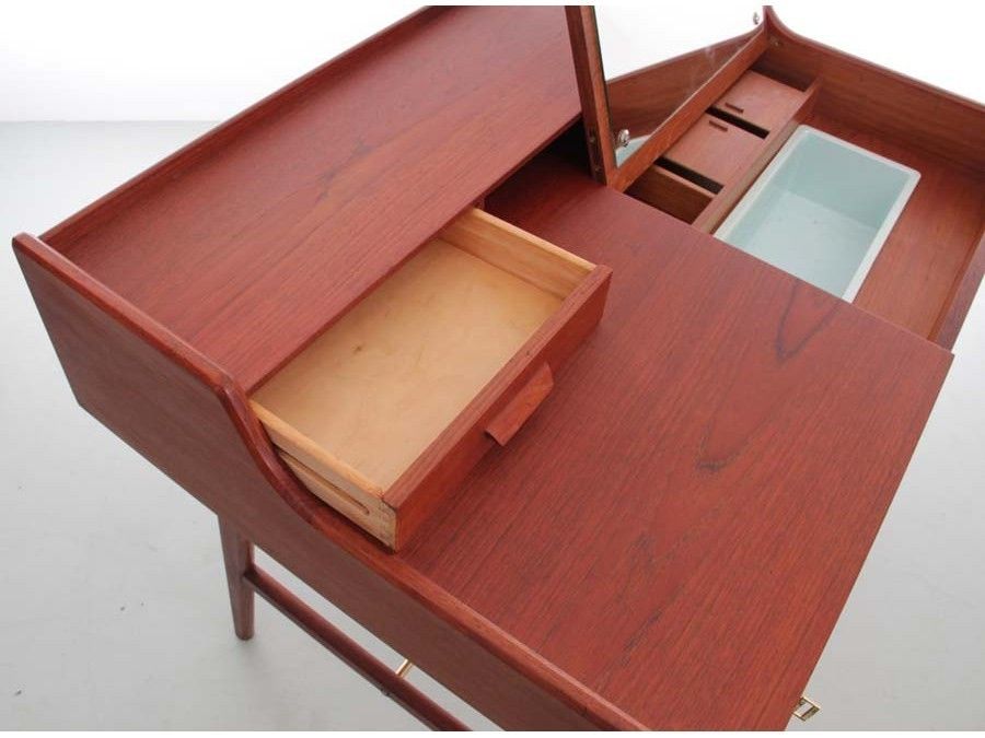photo furniture Mid Century  Modern Scandinavian Vanity Desk  In Teack By Arne Wahl Iversen