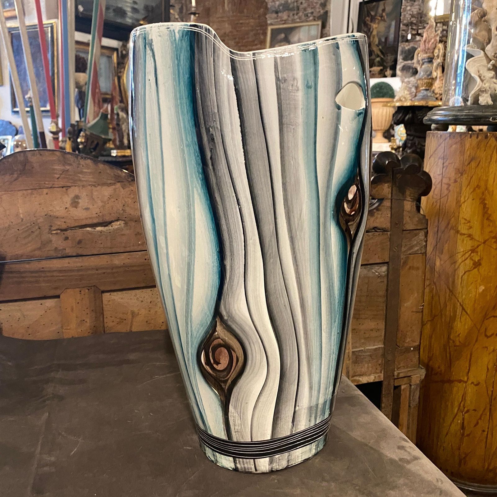 1950s Mid Century Modern Ceramic Italian Umbrella Stand photo 764.0