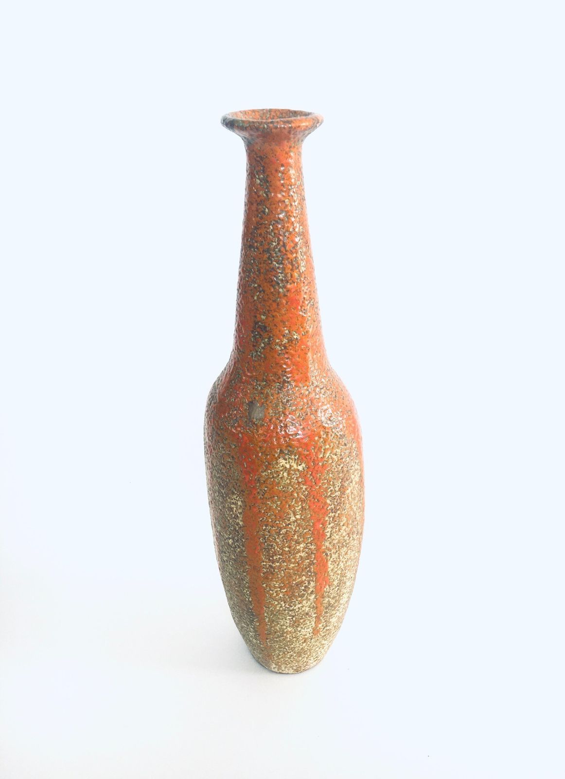 Midcentury Modern Studio Pottery Tall Thick Glazed Vase Hungary 1960's photo for sale