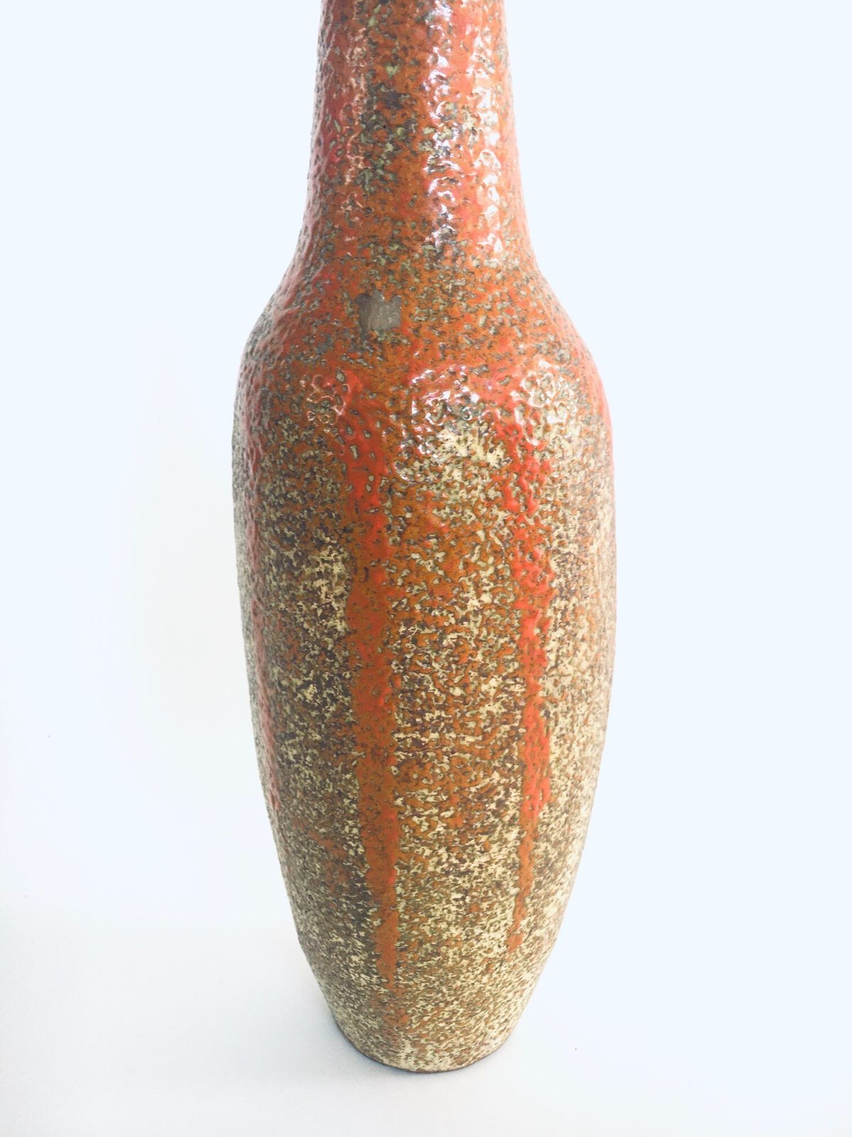 Midcentury Modern Studio Pottery Tall Thick Glazed Vase Hungary 1960's photo vinterior