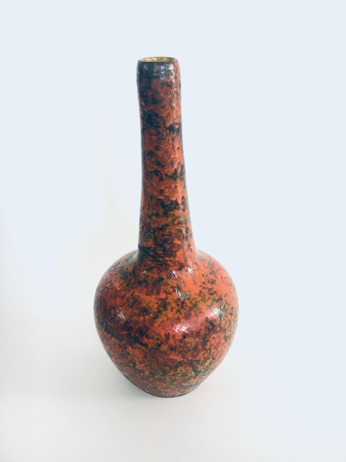 Midcentury Art Studio Pottery Tall Fluted Hooped Vase Hungary 1960's photo 266.6